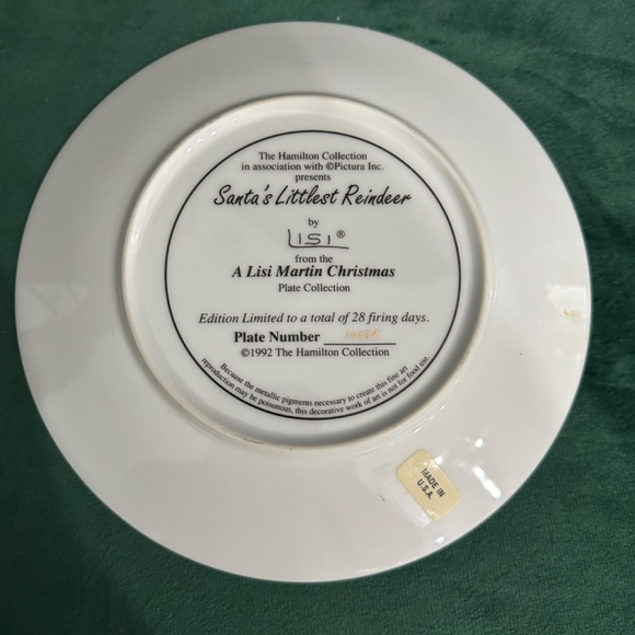 1992 The Hamilton Collection, “ Santa’s Littlest Reindeer “ holiday plate - Picture 3 of 4